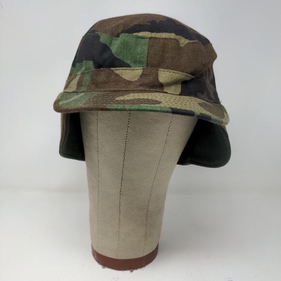 U.S. Military BDU Combat Cap Green Brown Camo Size 7.5 Ear Flaps - Picture 2 of 9